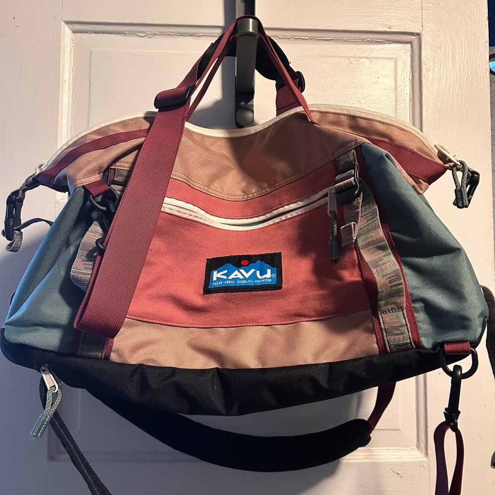 KAVU Red and Tan Duffel Bag